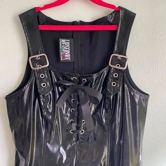 Vintage 90's Lip Service Vinyl Pinafore Dress - Picture 6 of 8